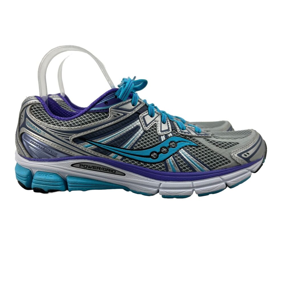 Saucony Womens 9 Omni 13 Running Shoes Silver Blue Lace Up Athletic Breathable